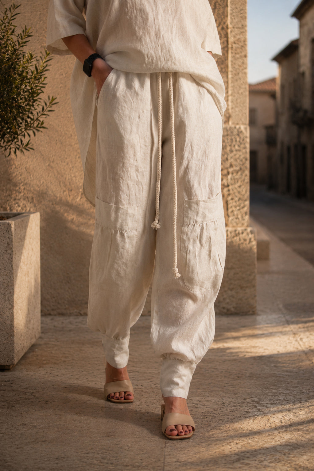 Linen Harem Loose Pants - Anita