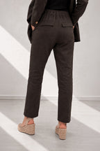 linen brown long tight pants
