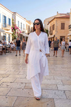 linen wrap pants nasy #white
