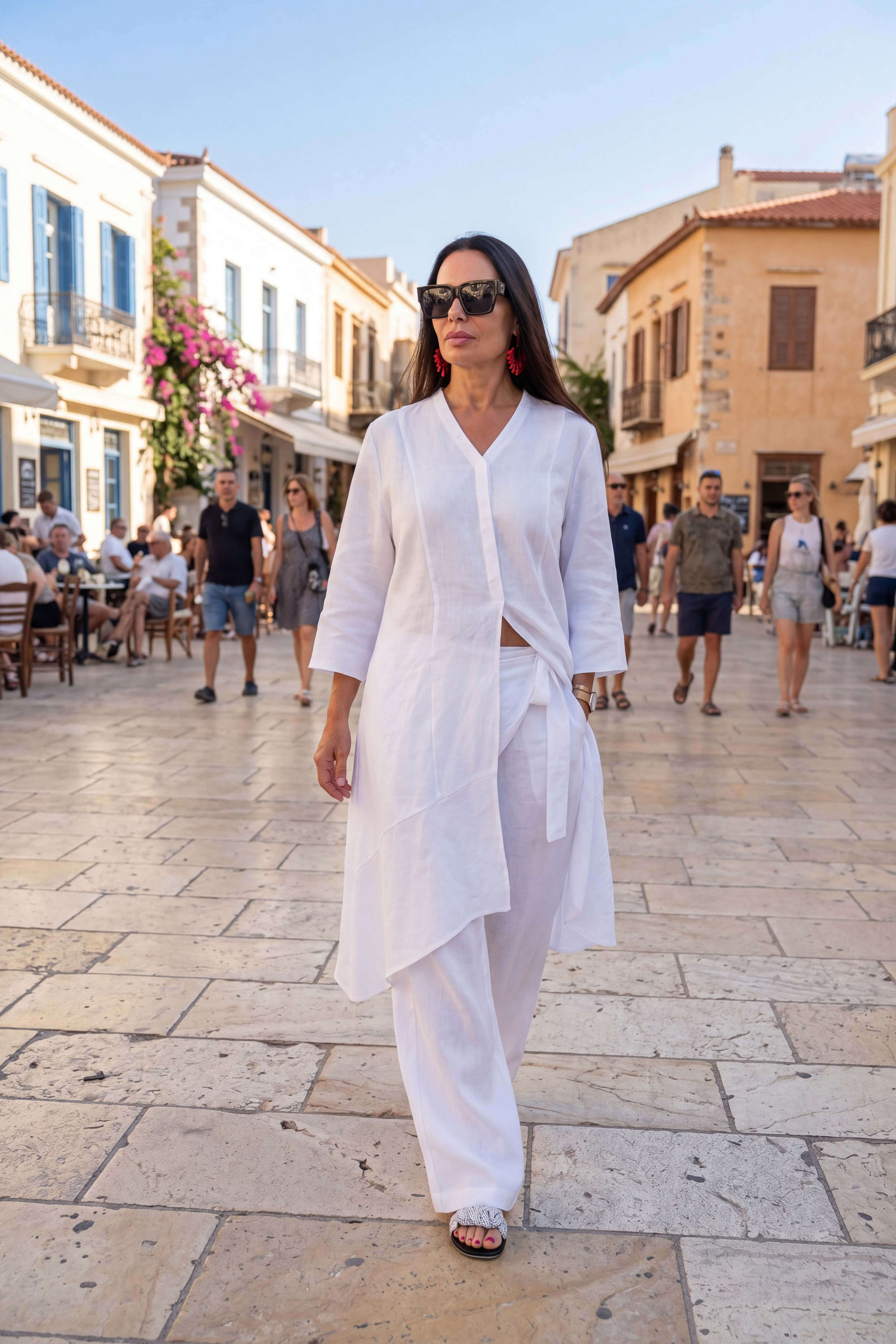 linen wrap pants nasy #white