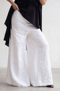 Linen wide leg pants #white