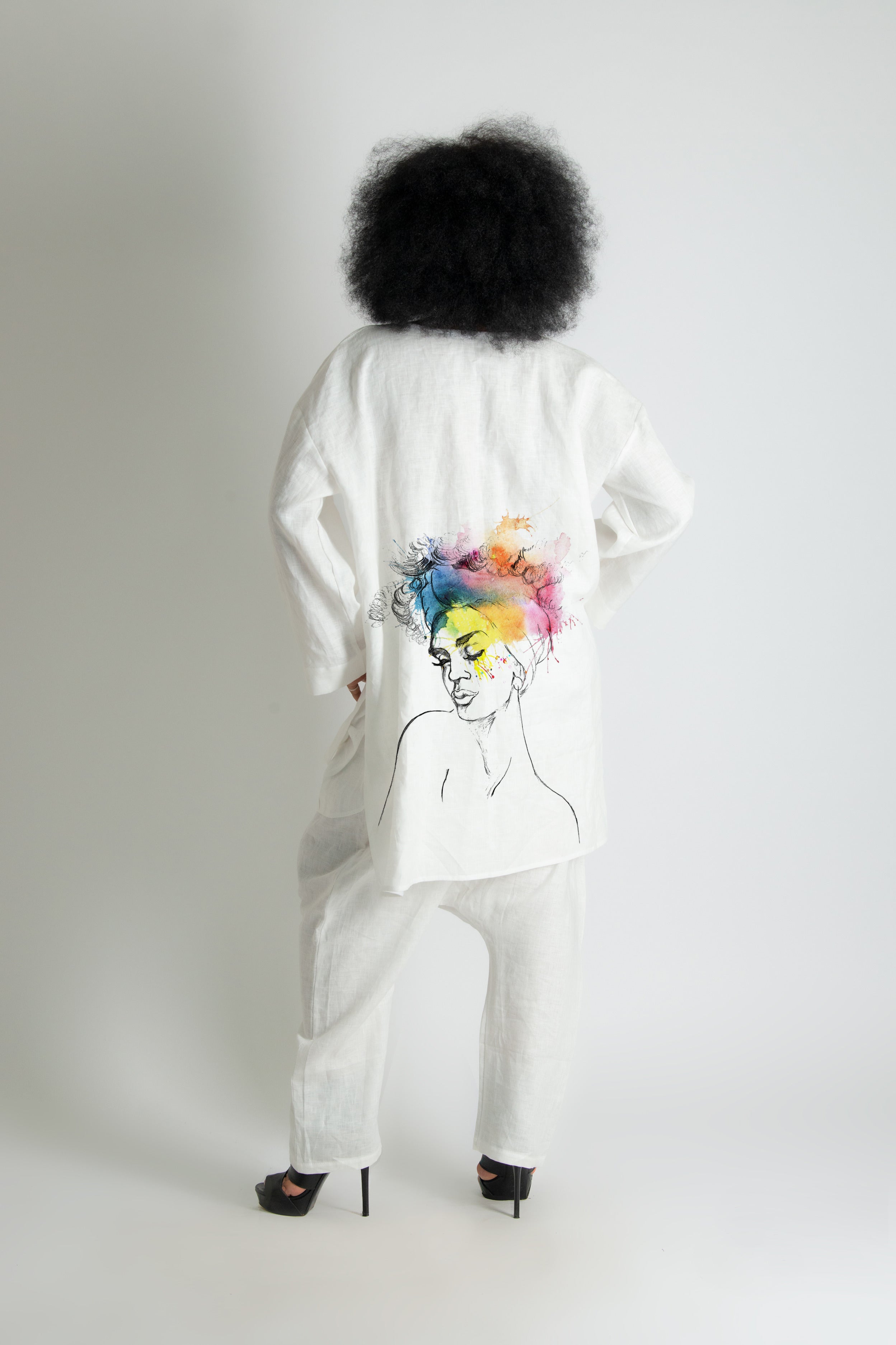 linen-print-african-woman-set #white