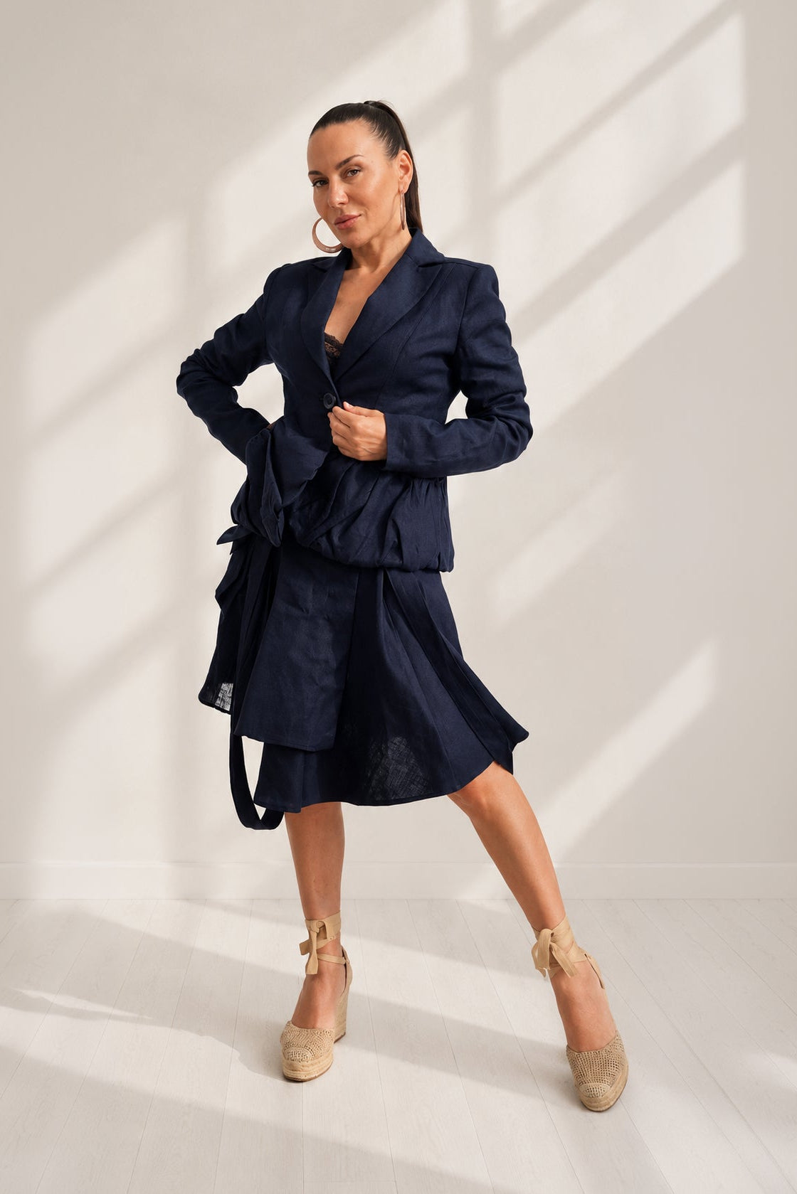 linen jacket dark blue color