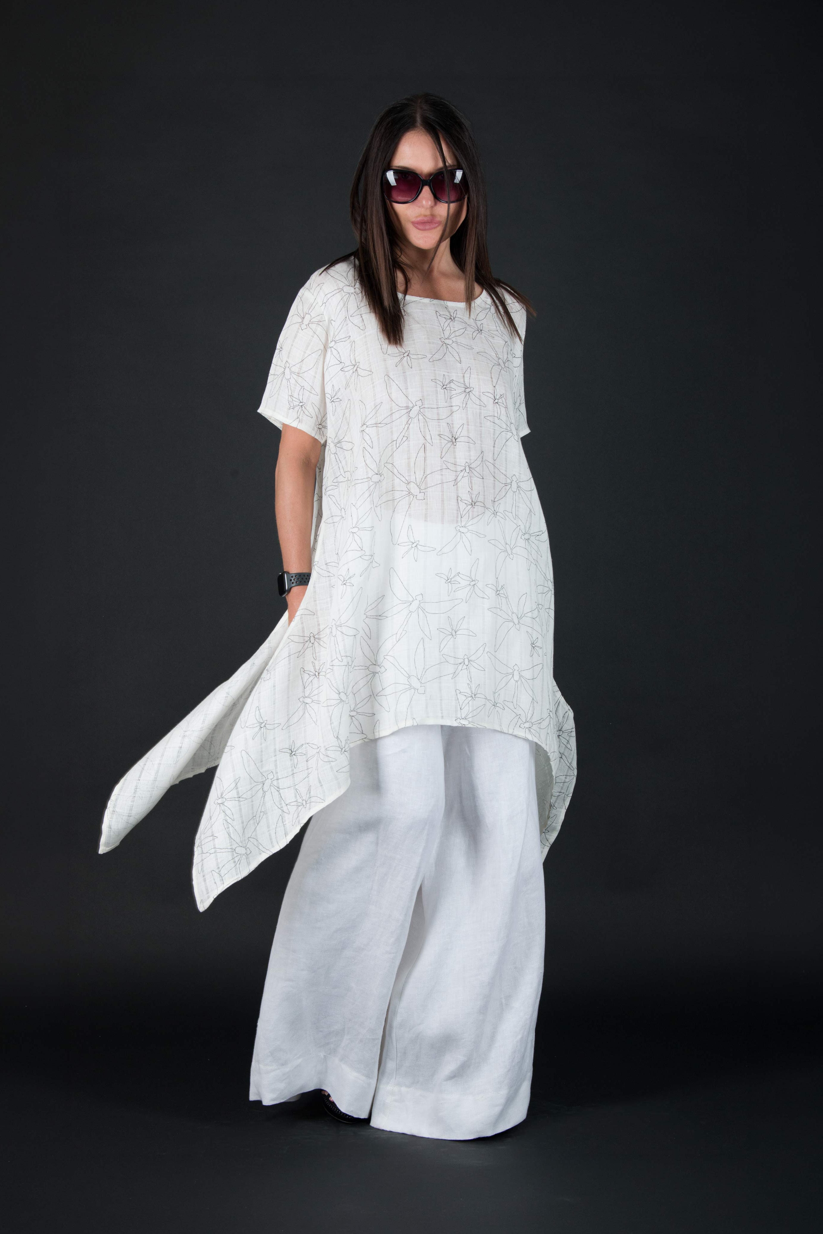 linen outfit white color top and pants