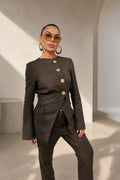linen brown jacket #dark-brown