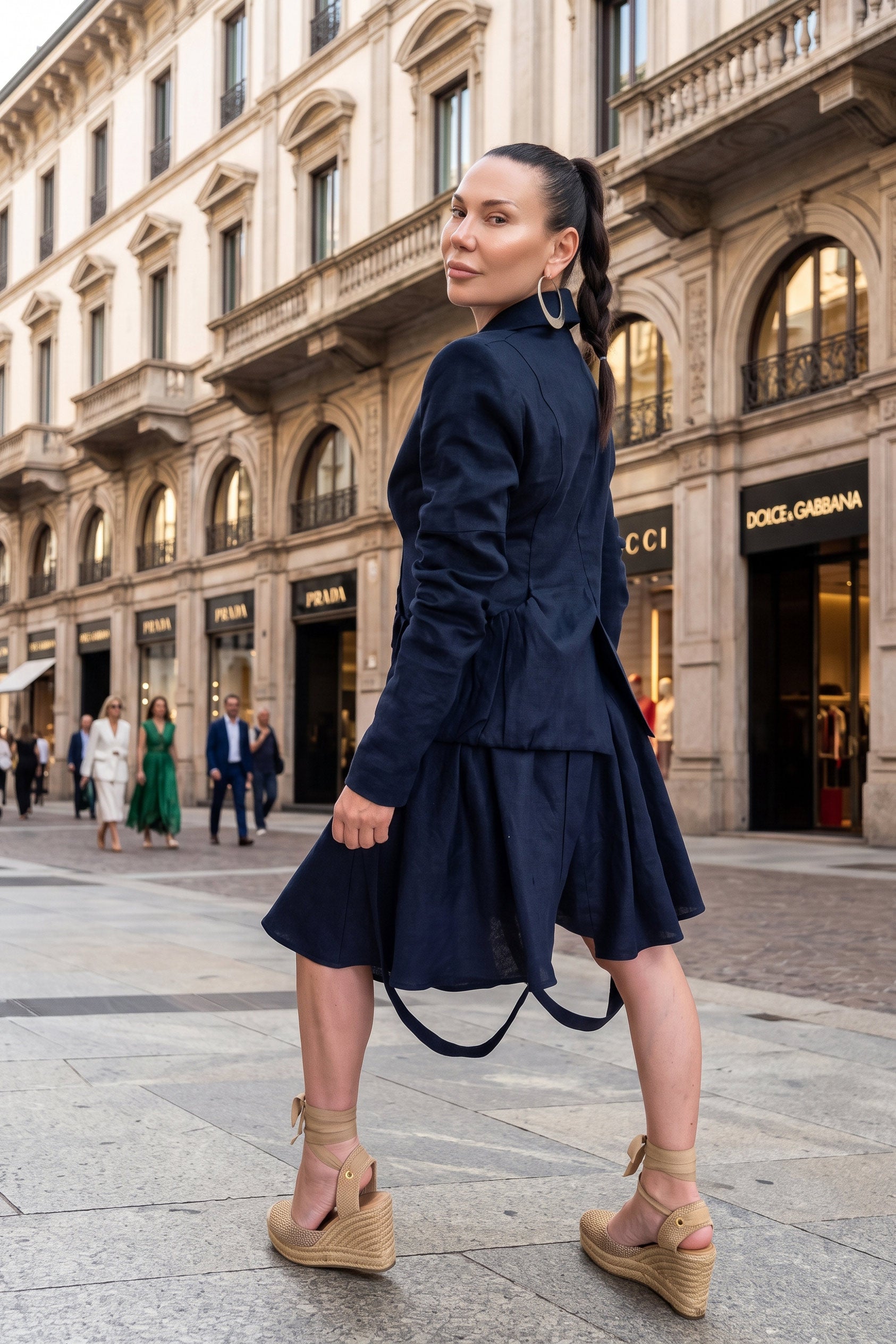 Linen dark blue set - EG fashion