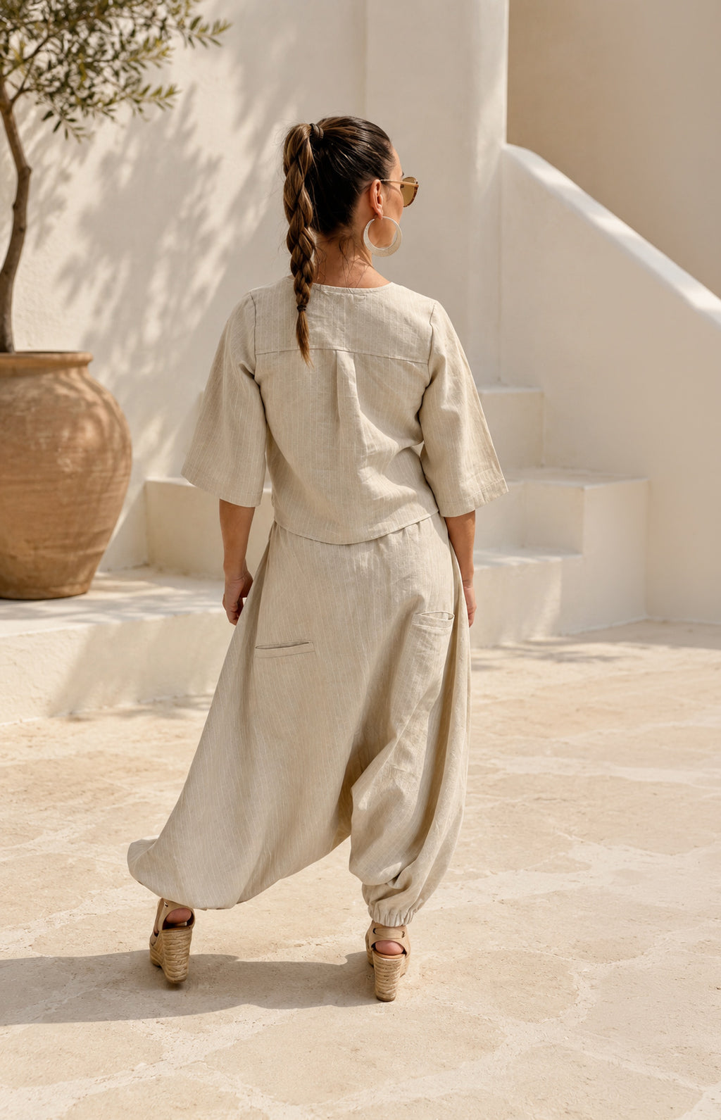 linen beige top