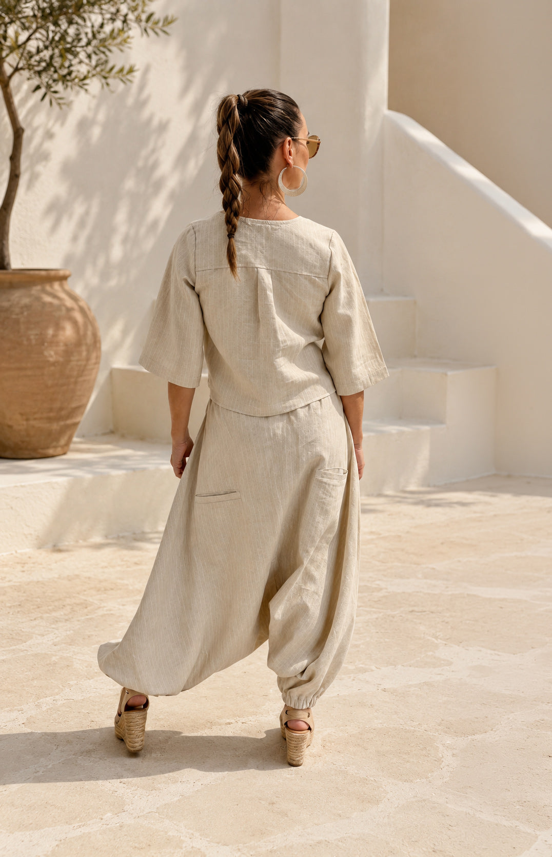 linen beige top