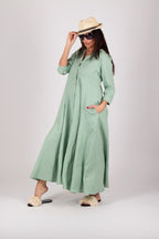 linen-shirt-long-dress #mint-green