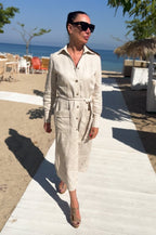 Linen Short Sleeves Dress Caliope - EUG Fashion