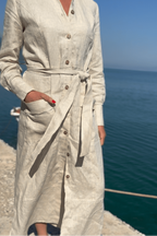 Linen Short Sleeves Dress Caliope - EUG Fashion