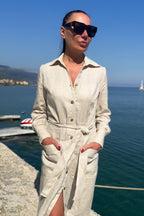 Linen Short Sleeves Dress Caliope - EUG Fashion
