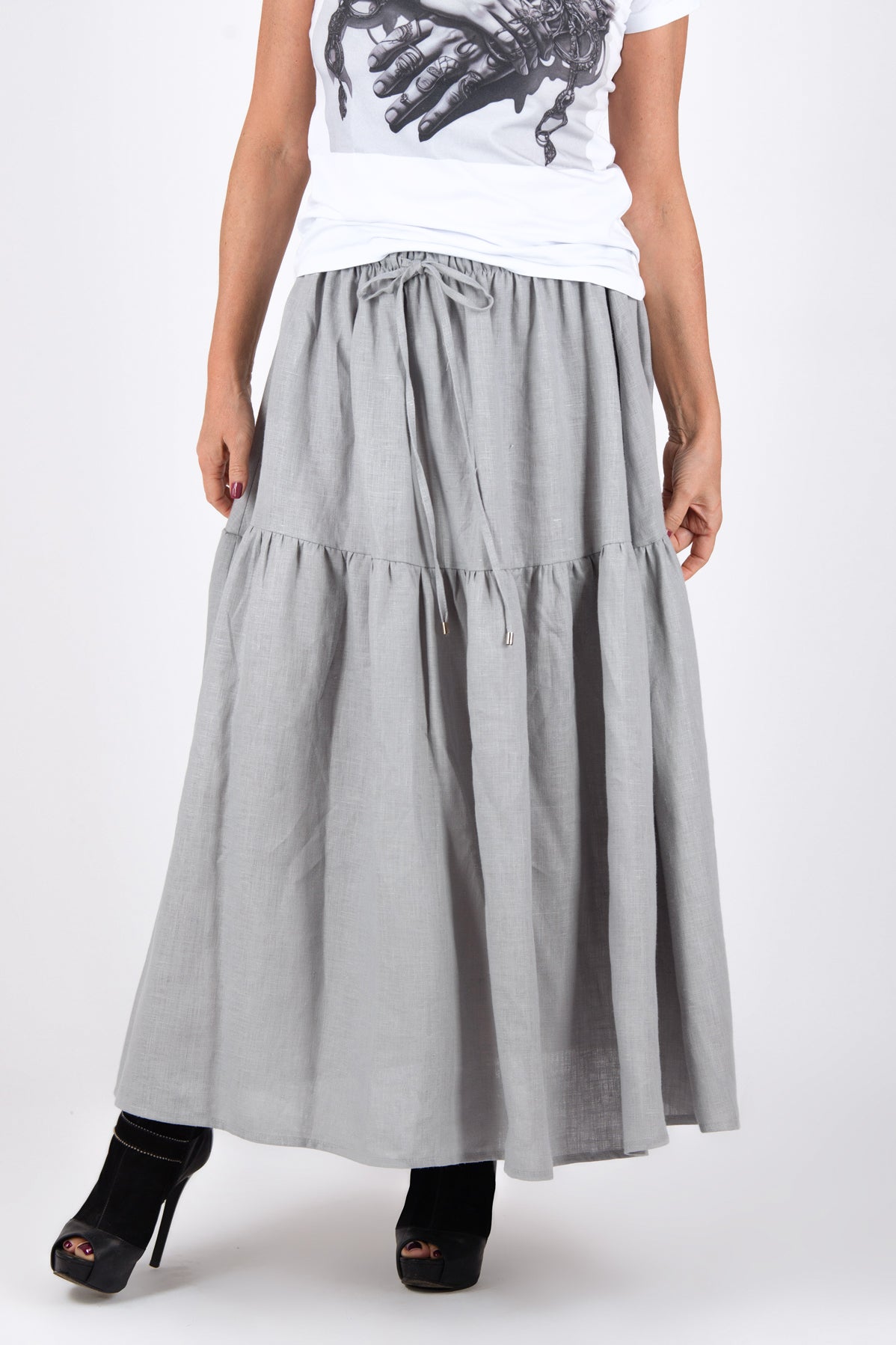 Linen Flounces Skirt - EUGF