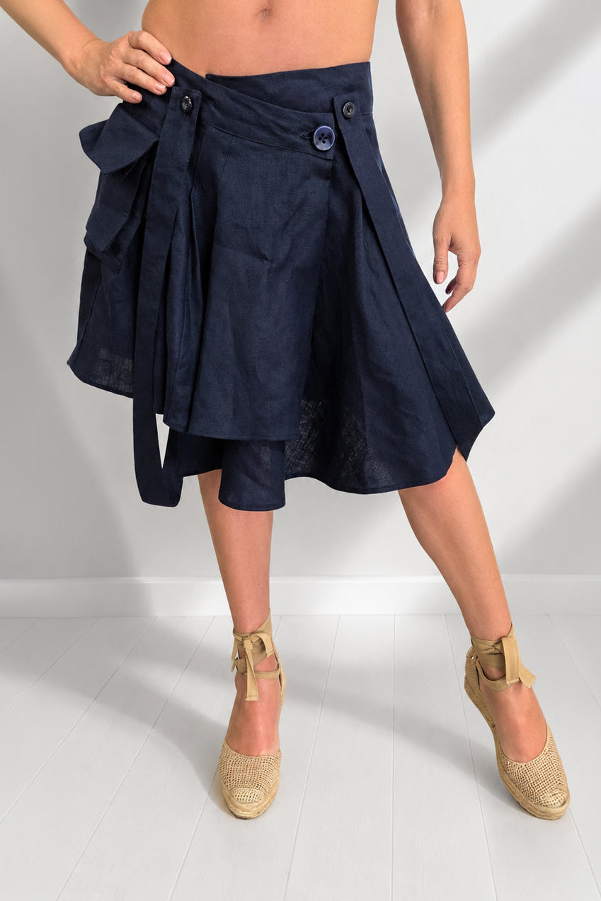 linen-woman-blue-skirt - Eug fashion