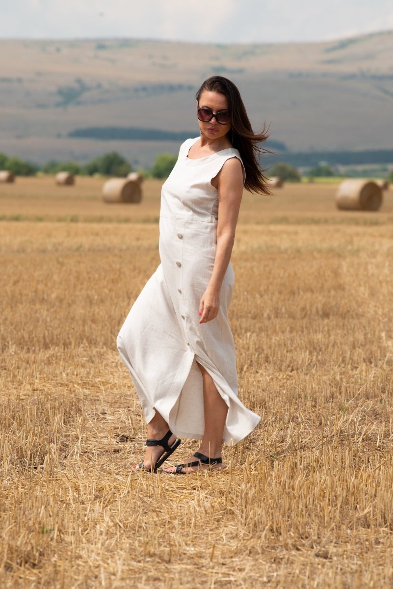 Linen Summer Casual Dress PRIMA - EUG Fashion EugFashion 