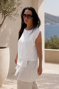 linen long elegant top #off-white