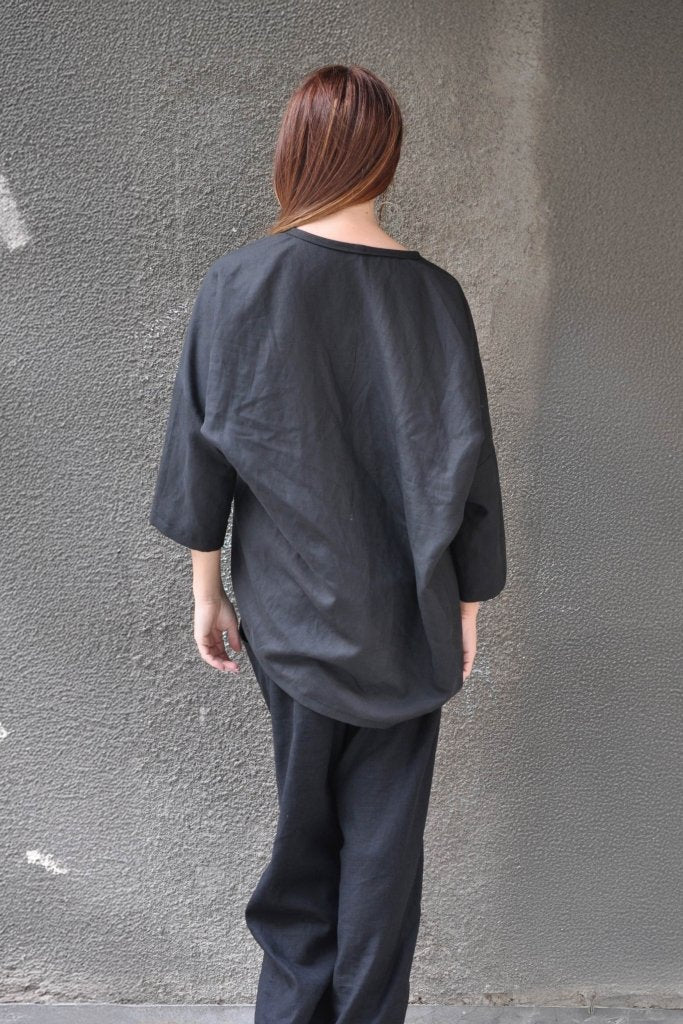 Linen Top CHERRY - EUG Fashion