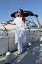 Linen wrap pants #white