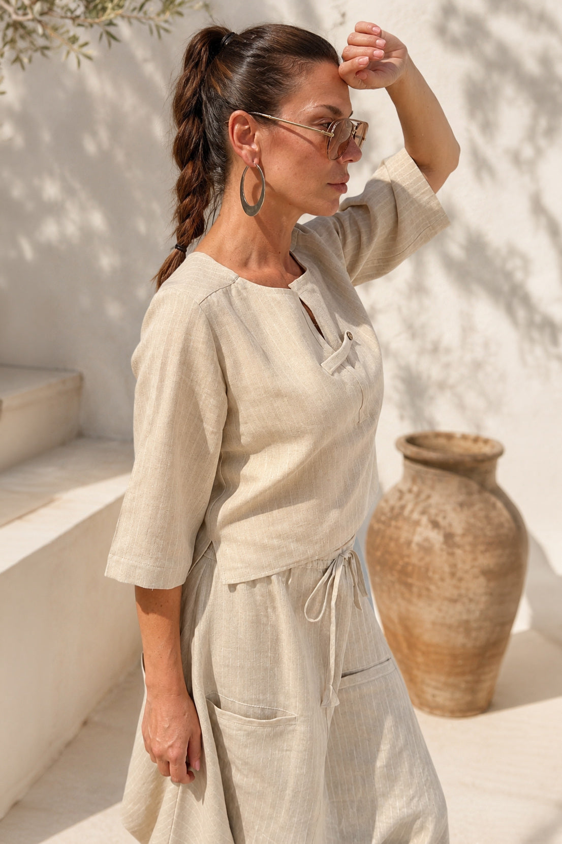 linen short tiop