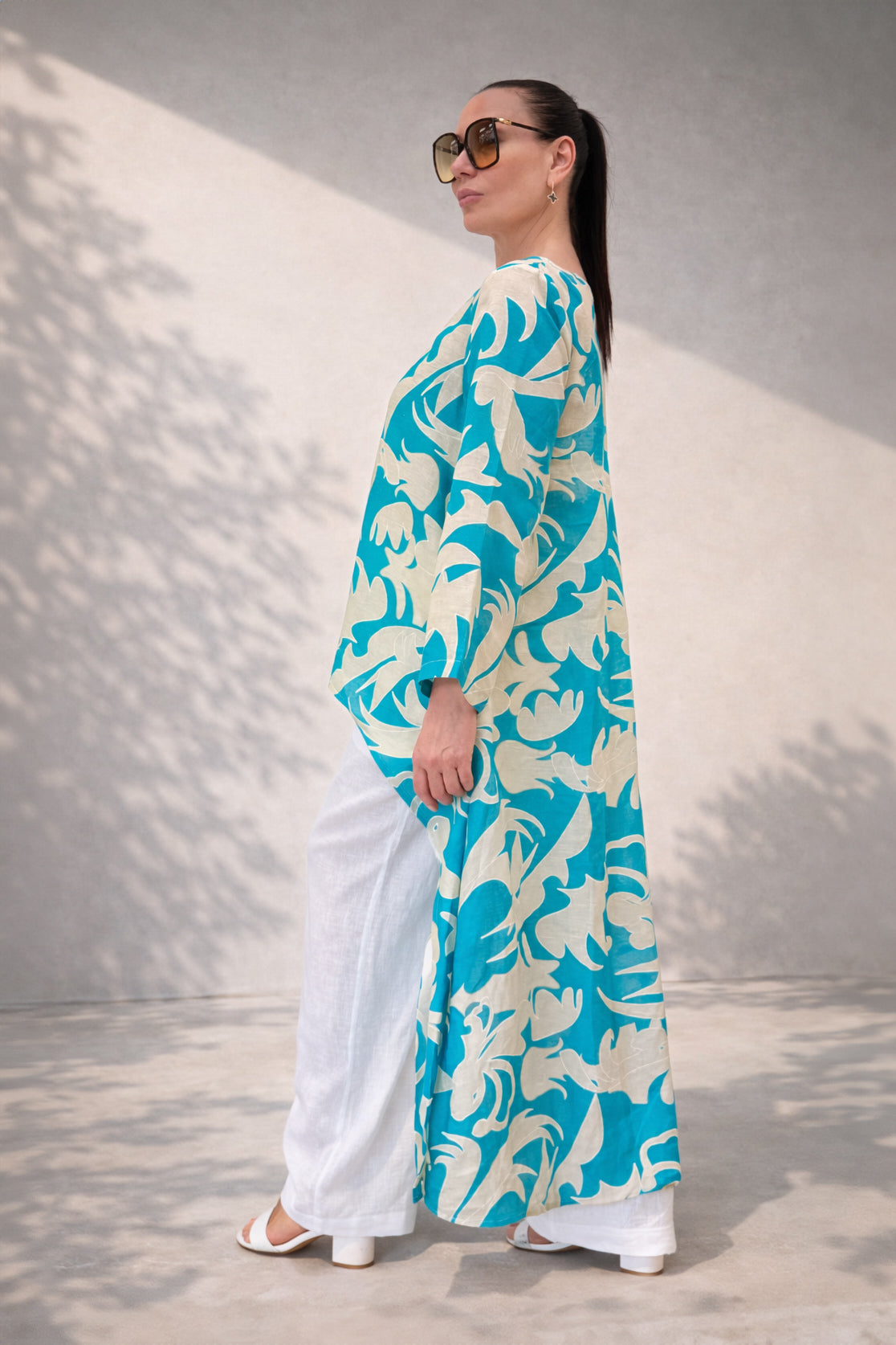 Linen woman wide set #blue