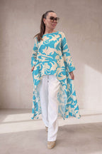 Linen woman wide set #blue
