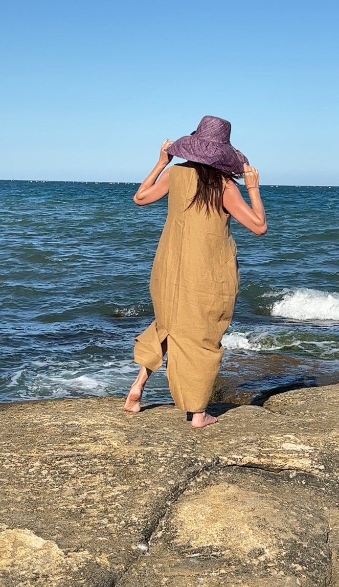 Linen V Neck Dress IVETA - EUG Fashion