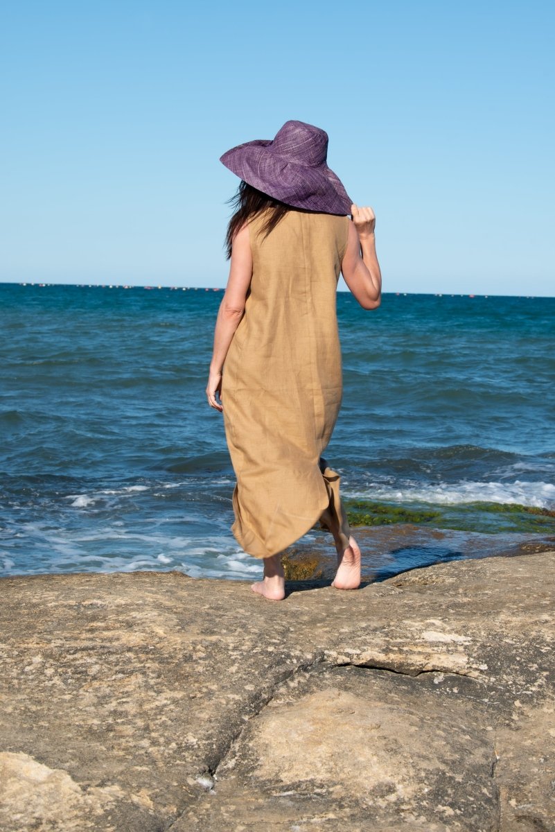 Linen V Neck Dress IVETA - EUG Fashion