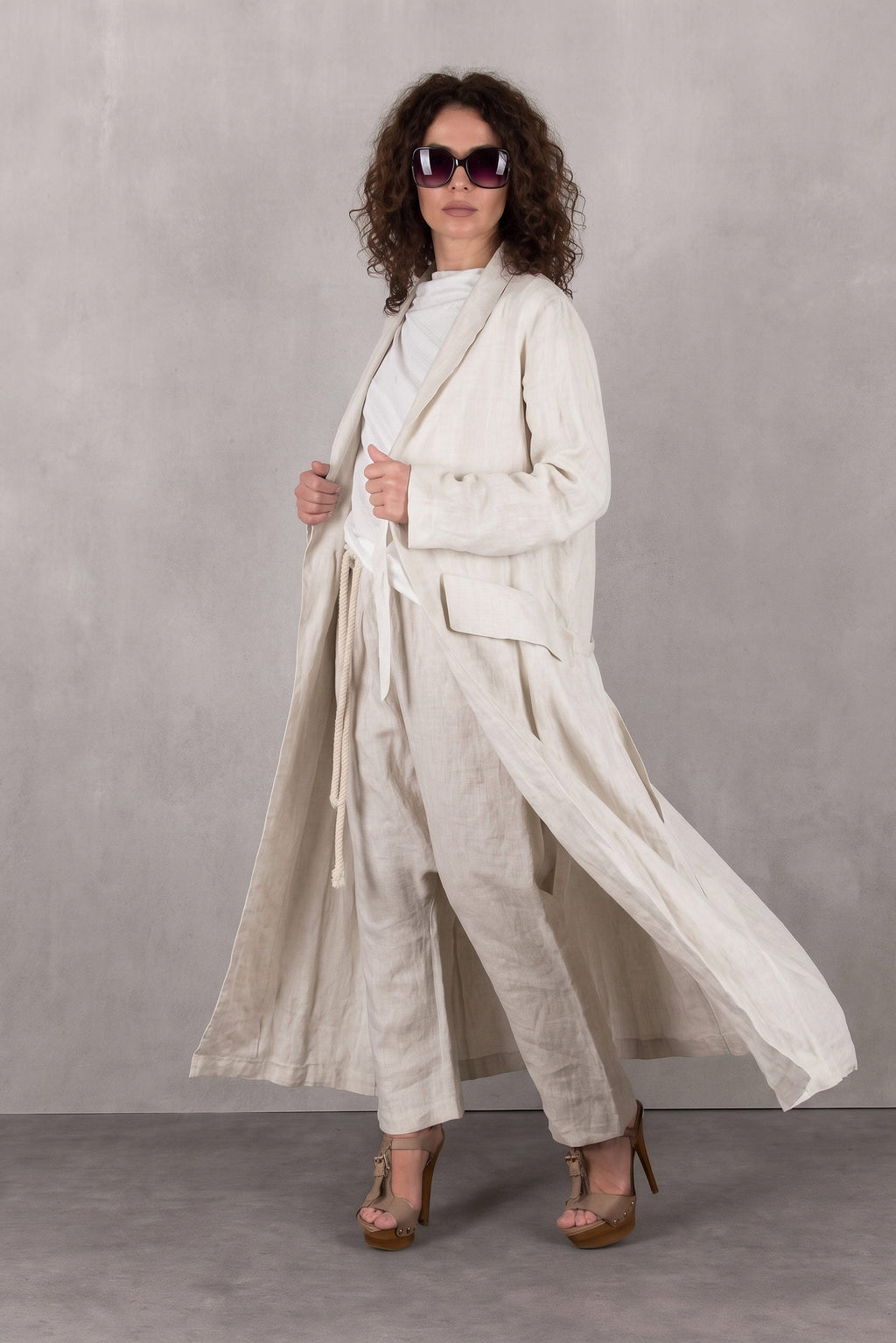long linen blazer sonam - eug fashion