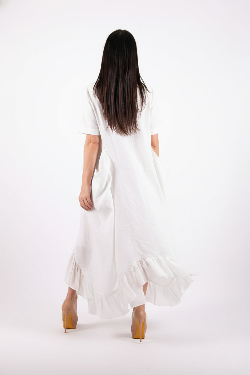 White Linen Dress - Casablanca
