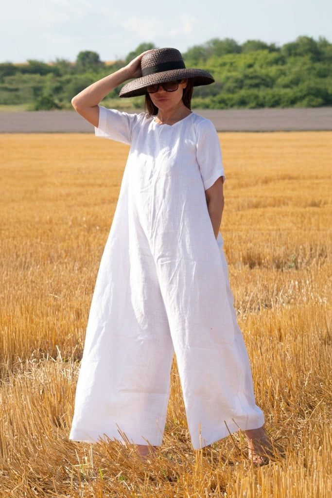 Linen Wide Jumpsuit VALENTIN - EUG Fashion