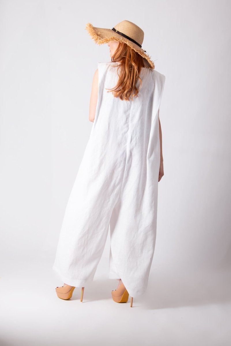 Linen Wide Jumpsuit Viral - EUG Fashion EugFashion 