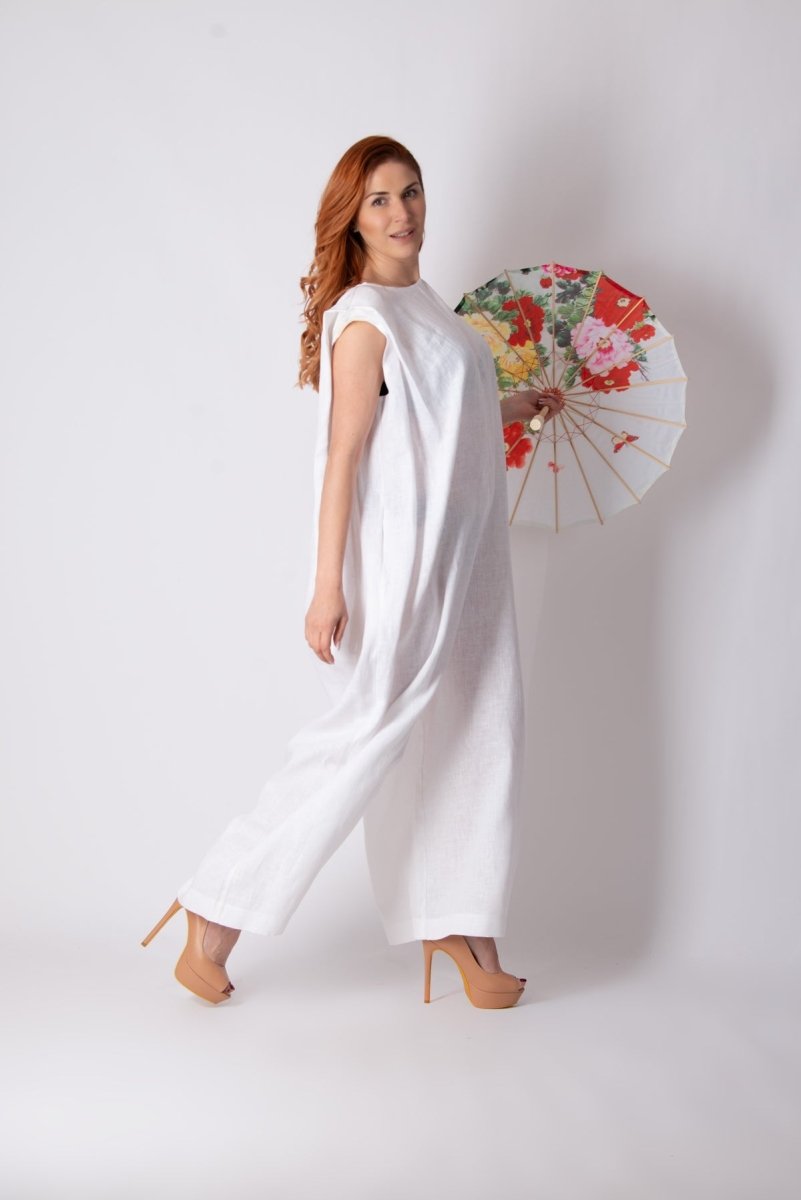 Linen Wide Jumpsuit Viral - EUG Fashion EugFashion 