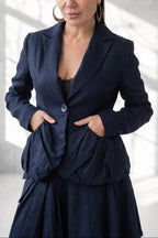 dark blue linen jacket