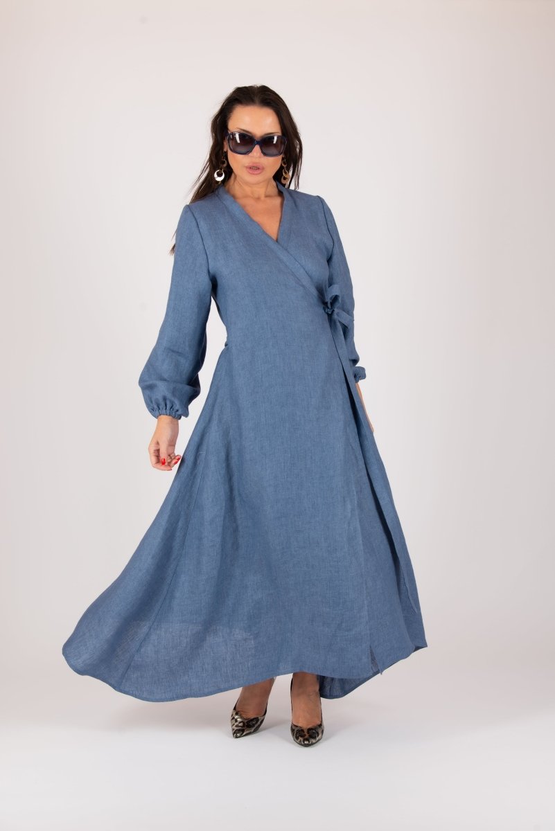 Linen Wrap Dress NAPOLI - EUG Fashion