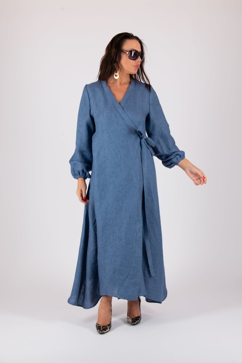 Linen Wrap Dress NAPOLI - EUG Fashion