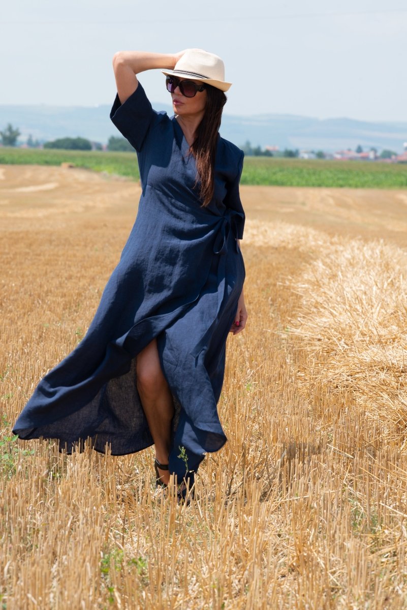 Linen Wrap Dress VERONA - EUG Fashion