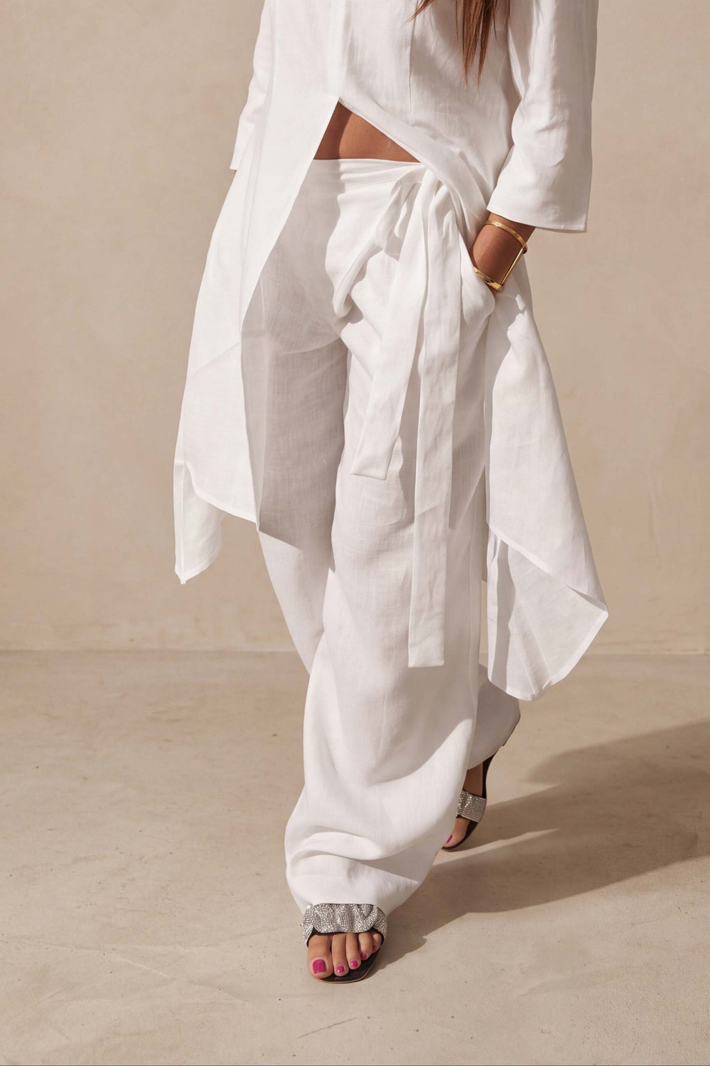 white linen panst