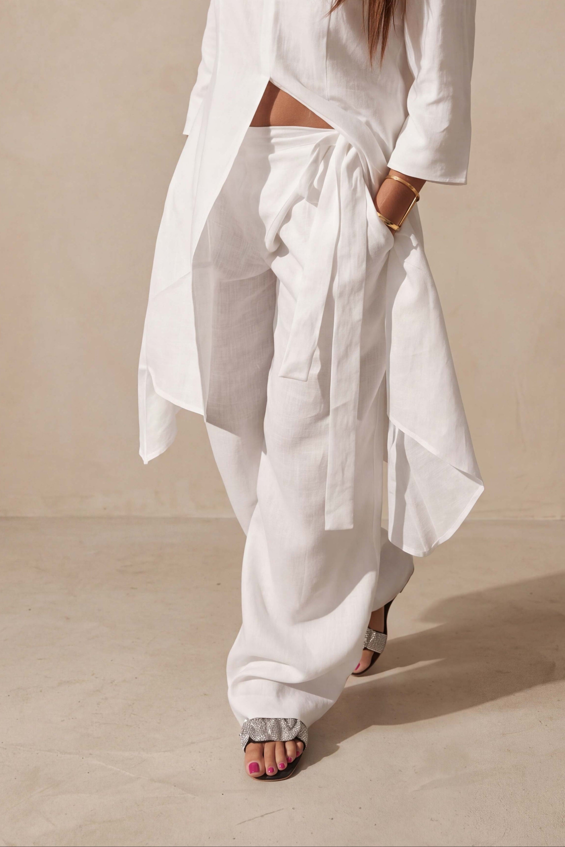 white linen panst