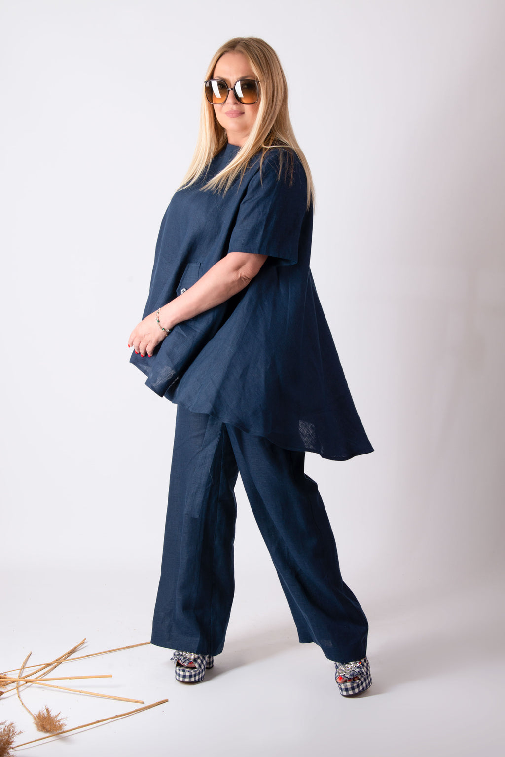 linen a line top nikiti - EUG fashion #dark-blue