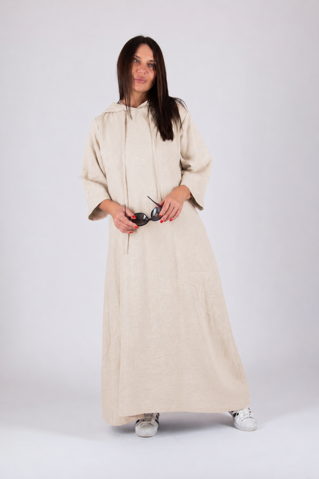 beige linen kaftan
