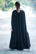 black linen cape dress - EUG fashion #black