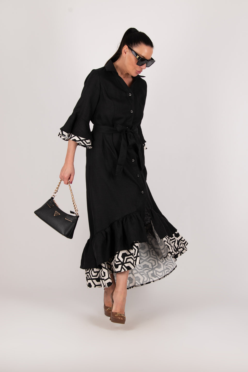 elegant linen dress #black