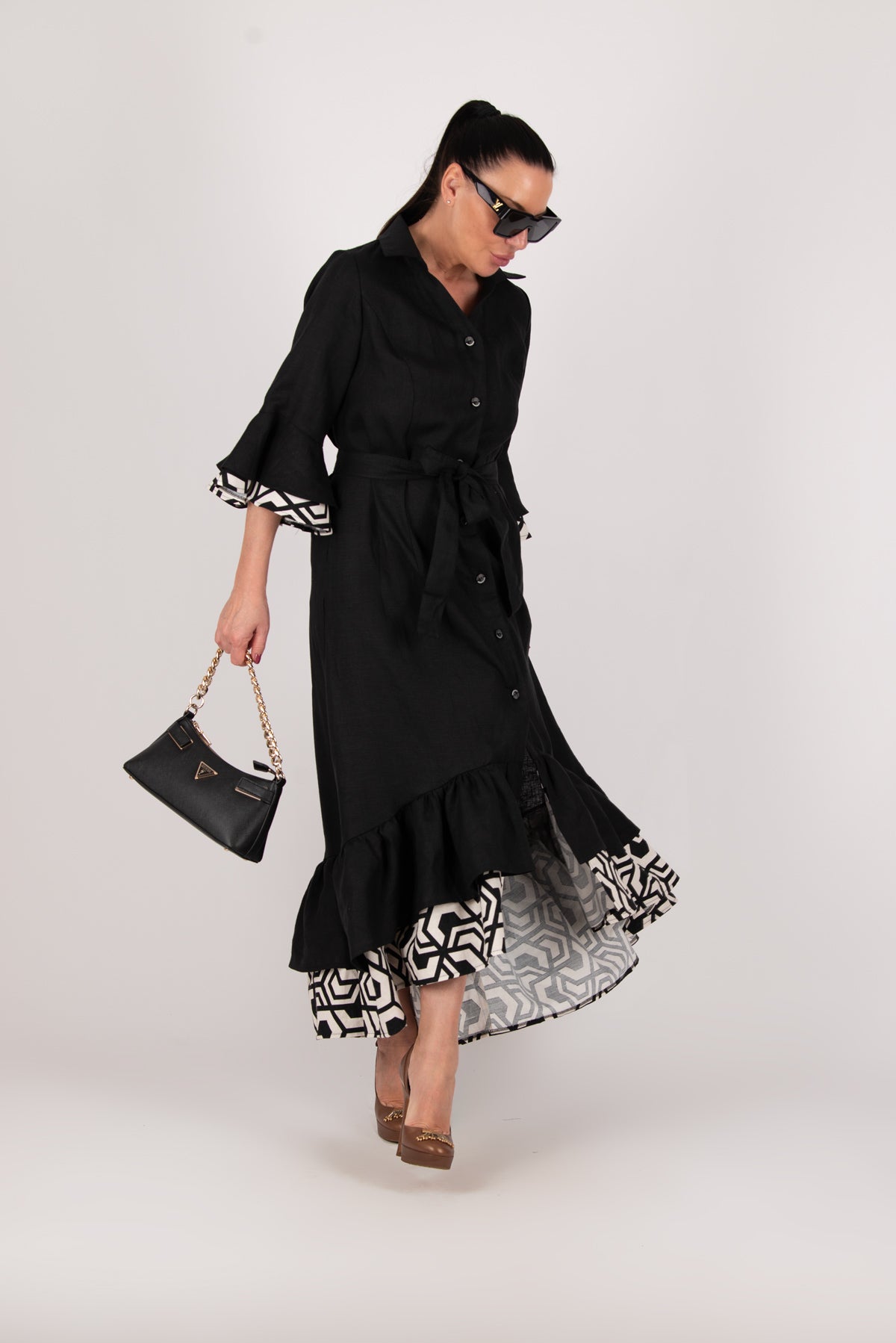 elegant linen dress #black