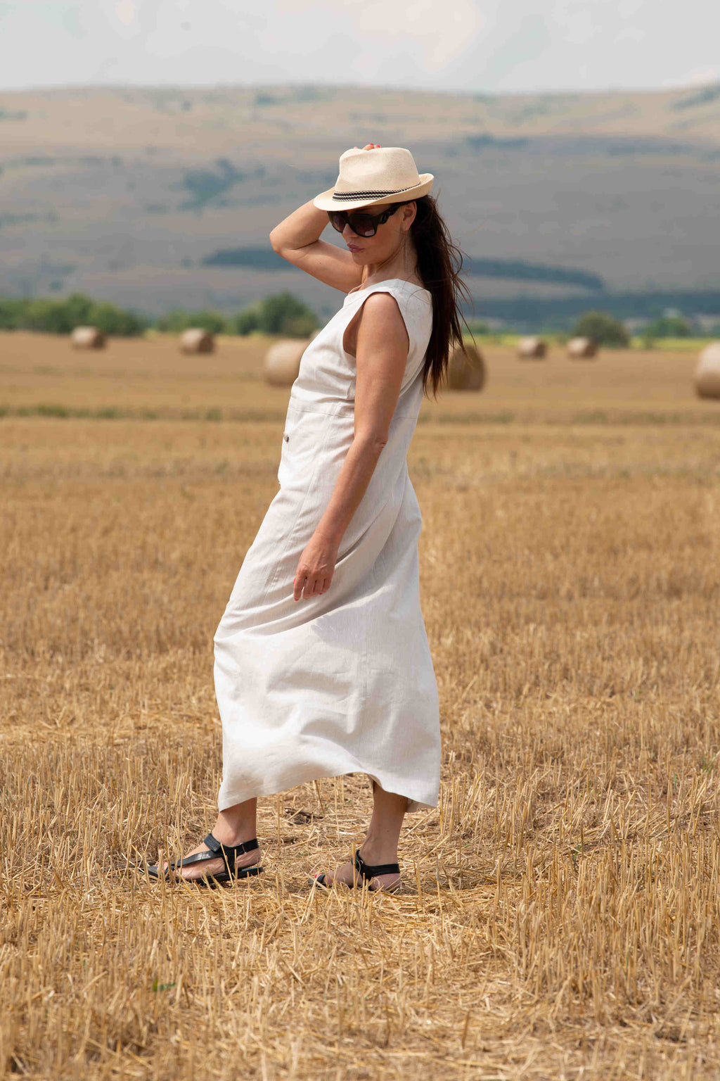 linen elegant woman dress - eug fashion #natural