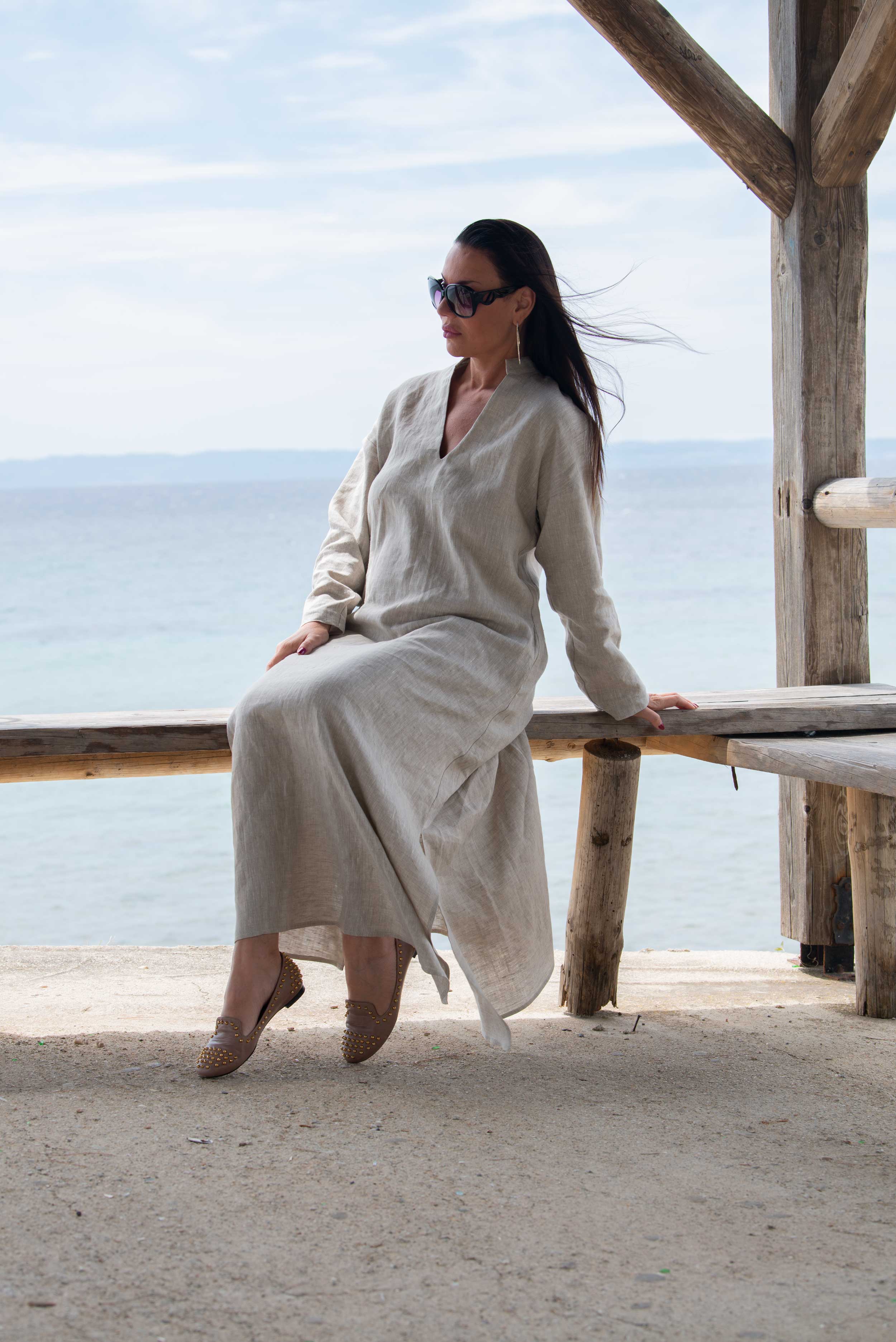 Linen long boho dress - EUG fashion #natural