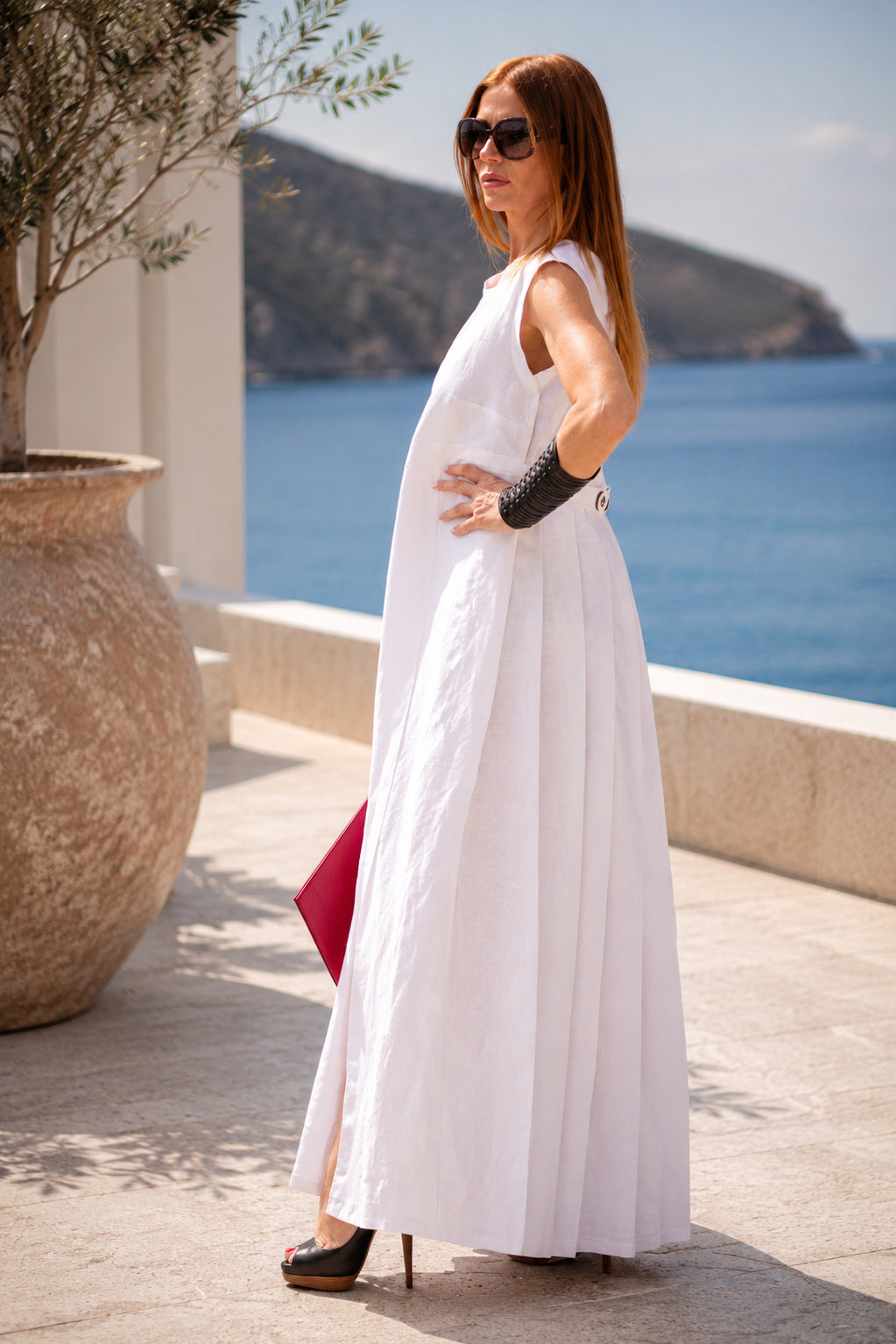long-linen-dress EUG fashion #white