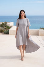 linen long dress - EUG fashion #light-grey
