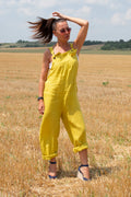 Linen sleeveless  jumpsuit #mustard