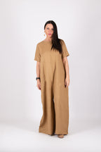 wide linen jumpsuit #beige-sahara