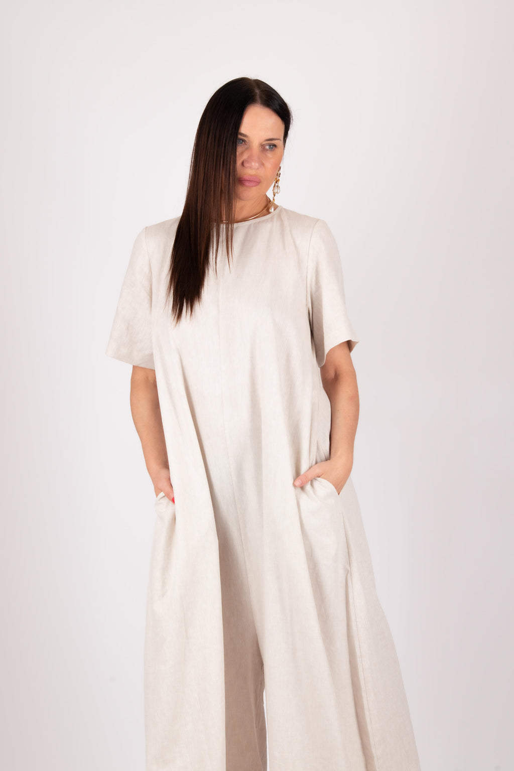 wide linen jumpsuit #natural